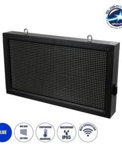 GloboStar® DISPLAY 90328 LED Scrolling Display 64x32cm – Κυλιόμενη Ψηφιακή Πινακίδα / Επιγραφή Μονής Όψης P10 LED SMD AC 220-240V – Λειτουργία μέσω Wi-Fi με Εφαρμογή APP – Αισθήτηρας Θερμοκρασίας και Υγρασίας – Αδιάβροχο IP65 – Μ72 x Π9 x Υ42.5cm – Μπλε – 1 Χρόνο Εγγύηση