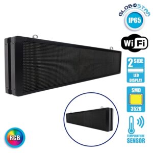Αδιάβροχη Κυλιόμενη Επιγραφή SMD LED 230V USB & WiFi RGB Διπλής Όψης 168x40cm GloboStar 90335