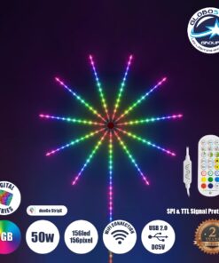 GloboStar® DIGIFRWORKS 90339 Σετ Ψηφιακής LED RGB Ταινίας 5 Μέτρων με Ψηφιακό Controller με WiFi Smart APP & Ασύρματο Χειριστήριο RF 2.4Ghz – LED SMD 5050 50W/Σετ 156LED/Σετ 156PIXEL/Σετ 3000lm/Σετ 120° DC 5V με USB 2.0 IP20 Πολύχρωμο RGB – Dimmable – Μ205 x Π105 x Υ1.5cm – 2 Χρόνια Εγγύηση