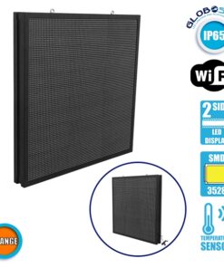 Αδιάβροχη Κυλιόμενη Επιγραφή SMD LED 230V USB & WiFi Πορτοκαλί Διπλής Όψης 100x100cm GloboStar 90344