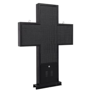 GloboStar® 90346 Κυλιόμενη Ψηφιακή Επιγραφή Σταυρός Φαρμακείου P10 LED SMD AC 220-240V με Wi-Fi – Αδιάβροχή IP54 – Μονής Όψης – Μ100 x Π12 x Υ100cm Πράσινο