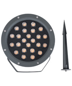 GloboStar® TREELIGHT-RIVA 90363 Σποτ Φωτισμού Ειδικό για Φυτά – Δέντρα με Βάση Κήπου / Καρφωτό LED 24W 2040lm 10° DC 24V Αδιάβροχο IP67 Φ20.5 x Υ6.5cm Αρχιτεκτονικό Πορτοκαλί 2200K – Γκρι Ανθρακί – 3 Years Warranty