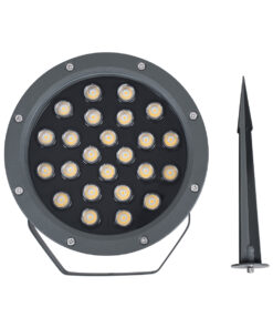 GloboStar® TREELIGHT-RIVA 90365 Σποτ Φωτισμού Ειδικό για Φυτά – Δέντρα με Βάση Κήπου / Καρφωτό LED 24W 2280lm 10° DC 24V Αδιάβροχο IP67 Φ20.5 x Υ6.5cm Φυσικό Λευκό 4500K – Γκρι Ανθρακί – 3 Years Warranty