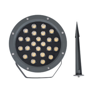 GloboStar® TREELIGHT-RIVA 90365 Σποτ Φωτισμού Ειδικό για Φυτά – Δέντρα με Βάση Κήπου / Καρφωτό LED 24W 2280lm 10° DC 24V Αδιάβροχο IP67 Φ20.5 x Υ6.5cm Φυσικό Λευκό 4500K – Γκρι Ανθρακί – 3 Years Warranty