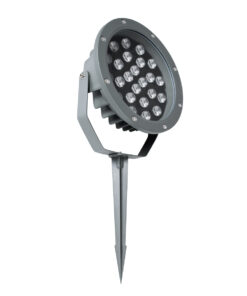 GloboStar® TREELIGHT-RIVA 90365 Σποτ Φωτισμού Ειδικό για Φυτά – Δέντρα με Βάση Κήπου / Καρφωτό LED 24W 2280lm 10° DC 24V Αδιάβροχο IP67 Φ20.5 x Υ6.5cm Φυσικό Λευκό 4500K – Γκρι Ανθρακί – 3 Years Warranty