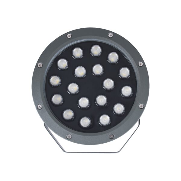 GloboStar® TREELIGHT-RIVA 90366 Σποτ Φωτισμού Ειδικό για Φυτά – Δέντρα με Βάση Κήπου / Καρφωτό LED 24W 2040lm 10° DC 24V Αδιάβροχο IP67 Φ20.5 x Υ6.5cm RGBW DMX512 – Γκρι Ανθρακί – 3 Years Warranty