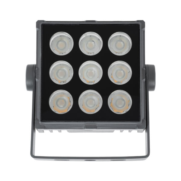 GloboStar® FLOOD-TINY 90367 Προβολέας Wall Washer για Φωτισμό Κτιρίων LED 27W 2295lm 3° DC 24V Αδιάβροχο IP65 L13.8 x W16.4 x H7cm Αρχιτεκτονικό Πορτοκαλί 2200K – Γκρι Ανθρακί – 3 Years Warranty
