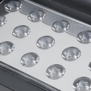 GloboStar® FLOOD-KAMY 90372 Προβολέας Wall Washer με Αντιθαμβωτική Γρίλια για Φωτισμό Κτιρίων LED 30W 2700lm 5° DC 24V Αδιάβροχο IP65 L19.5 x W10.7 x H9.5cm Θερμό Λευκό 3000K – Γκρι Ανθρακί – 3 Years Warranty