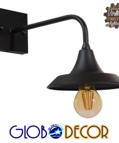 GloboStar® PHIA 01122 Vintage Industrial Φωτιστικό Τοίχου Απλίκα Μονόφωτο Μαύρο Μεταλλικό Καμπάνα Φ17 x Μ27 x Π17 x Υ20.5cm