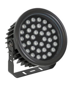 GloboStar® FLOOD-NEVA 90400 Προβολέας Wall Washer για Φωτισμό Κτιρίων LED 72W 6120lm 30° DC 24V Αδιάβροχο IP65 L24.5 x W24.5 x H14.7cm RGBW DMX512 – Μαύρο – 3 Years Warranty