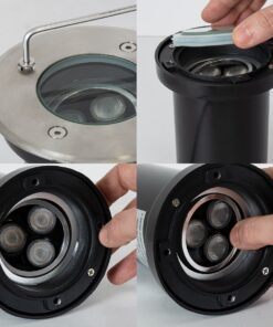 GloboStar® UNDERWATER-LUNTA 90403 Υποβρύχιο Χωνευτό Κινούμενο Φωτιστικό Σποτ Ειδικό για Σιντριβάνια LED 12W 1020lm 60° DC 24V Αδιάβροχο IP68 Φ12 x Υ13cm RGBW DMX512 – Ανοξείδωτο Ατσάλι – 3 Years Warranty