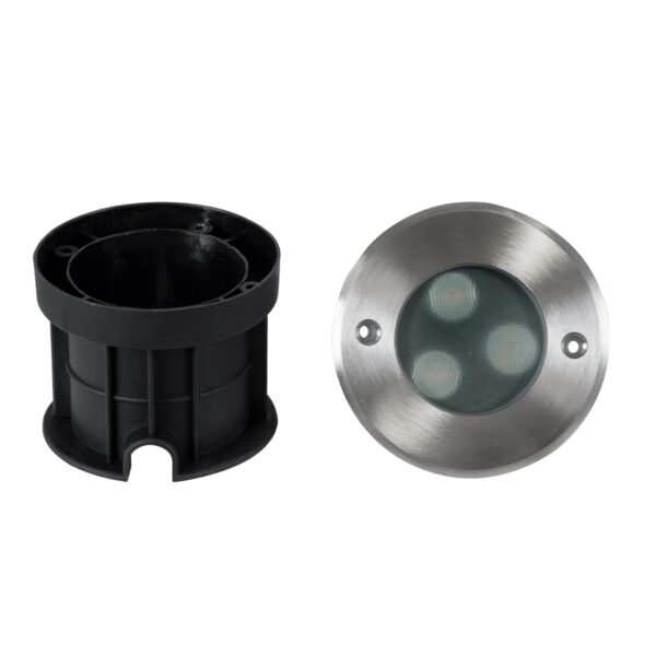 GloboStar® UNDERWATER-GUNE 90404 Υποβρύχιο Χωνευτό Φωτιστικό Σποτ Ειδικό για Σιντριβάνια LED 12W 1080lm 60° DC 24V Αδιάβροχο IP68 Φ10 x Υ7.5cm Θερμό Λευκό 2700K – Ανοξείδωτο Ατσάλι – 3 Years Warranty