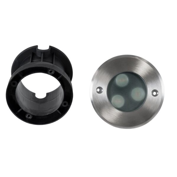 GloboStar® UNDERWATER-GUNE 90404 Υποβρύχιο Χωνευτό Φωτιστικό Σποτ Ειδικό για Σιντριβάνια LED 12W 1080lm 60° DC 24V Αδιάβροχο IP68 Φ10 x Υ7.5cm Θερμό Λευκό 2700K – Ανοξείδωτο Ατσάλι – 3 Years Warranty