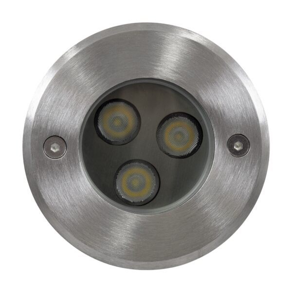 GloboStar® UNDERWATER-HUNI 90414 Υποβρύχιο Χωνευτό Φωτιστικό Σποτ Ειδικό για Σιντριβάνια LED 3W 270lm 30° DC 24V Αδιάβροχο IP68 Φ10 x Υ7.5cm Θερμό Λευκό 2700K – Ανοξείδωτο Ατσάλι – 3 Years Warranty