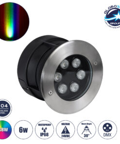 GloboStar® UNDERWATER-YUNI 90419 Υποβρύχιο Χωνευτό Φωτιστικό Σποτ Ειδικό για Σιντριβάνια LED 6W 510lm 30° DC 24V Αδιάβροχο IP68 Φ15 x Υ10cm RGBW DMX512 – Ανοξείδωτο Ατσάλι – 3 Years Warranty