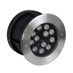 GloboStar® UNDERWATER-TUNI 90422 Υποβρύχιο Χωνευτό Φωτιστικό Σποτ Ειδικό για Σιντριβάνια LED 12W 1020lm 30° DC 24V Αδιάβροχο IP68 Φ18 x Υ11cm RGBW DMX512 – Ανοξείδωτο Ατσάλι – 3 Years Warranty