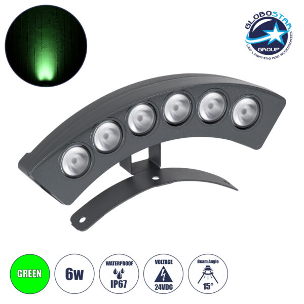 GloboStar® TREELIGHT-PLANTE 90458 Κυρτή Μπάρα Φωτισμού Wall Washer Ειδική για Φυτά - Δέντρα LED 6W 600lm 15° DC 24V Αδιάβροχο IP67 Μ17.5 x Π4.5 x Υ8cm Πράσινο - Γκρι Ανθρακί - 3 Years Warranty