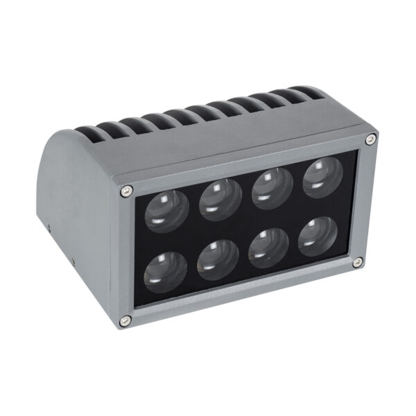 GloboStar® FLOOD-DENA 90485 Επιτοίχιος Προβολέας Wall Washer για Φωτισμό Κτιρίων – Απλίκα & Δαπέδου LED 16W 1440lm 5° DC 24V Αδιάβροχο IP67 Μ15.5 x Π13 x Υ9.1cm Θερμό Λευκό 2700K – Γκρι Ανθρακί – 3 Years Warranty
