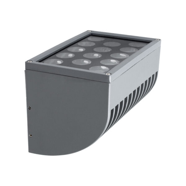 GloboStar® FLOOD-DENA 90487 Επιτοίχιος Προβολέας Wall Washer για Φωτισμό Κτιρίων – Απλίκα & Δαπέδου LED 30W 2700lm 5° DC 24V Αδιάβροχο IP67 Μ18.5 x Π13 x Υ12cm Θερμό Λευκό 2700K – Γκρι Ανθρακί – 3 Years Warranty