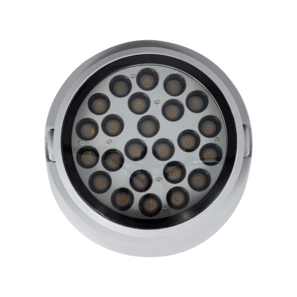 GloboStar® FLOOD-RANA 90489 Κινούμενος Προβολέας – Σποτ Φωτισμού Wall Washer για Φωτισμό Κτιρίων LED 36W 3240lm 5° DC 24V Αδιάβροχο IP67 Φ26.5 x Υ20cm Θερμό Λευκό 2700K – Γκρι – 3 Χρόνια Εγγύηση