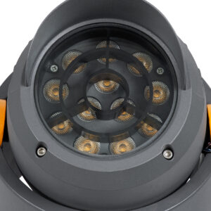 GloboStar® FLOOD-SIMA 90493 Κινούμενος Προβολέας – Σποτ Φωτισμού Wall Washer με Αντιθαμβωτική Γρίλια για Φωτισμό Κτιρίων LED 24W 2160lm 30° DC 24V Αδιάβροχο IP67 Μ14.5 x Π24.2 x Υ22.5cm Θερμό Λευκό 2700K – Γκρι Ανθρακί – 3 Years Warranty