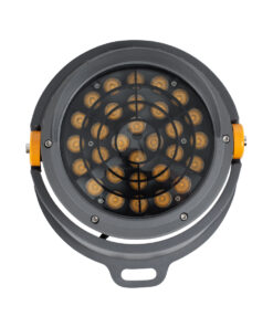 GloboStar® FLOOD-SIMA 90497 Κινούμενος Προβολέας – Σποτ Φωτισμού Wall Washer με Αντιθαμβωτική Γρίλια για Φωτισμό Κτιρίων LED 60W 5400lm 30° DC 24V Αδιάβροχο IP67 Μ29 x Π24 x Υ28.5cm Θερμό Λευκό 2700K – Γκρι Ανθρακί – 3 Years Warranty