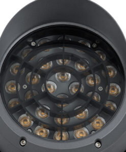 GloboStar® FLOOD-SIMA 90497 Κινούμενος Προβολέας – Σποτ Φωτισμού Wall Washer με Αντιθαμβωτική Γρίλια για Φωτισμό Κτιρίων LED 60W 5400lm 30° DC 24V Αδιάβροχο IP67 Μ29 x Π24 x Υ28.5cm Θερμό Λευκό 2700K – Γκρι Ανθρακί – 3 Years Warranty