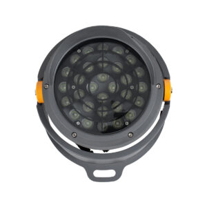 GloboStar® FLOOD-SIMA 90498 Κινούμενος Προβολέας – Σποτ Φωτισμού Wall Washer με Αντιθαμβωτική Γρίλια για Φωτισμό Κτιρίων LED 60W 5100lm 30° DC 24V Αδιάβροχο IP67 Μ29 x Π24 x Υ28.5cm RGBW DMX512 – Γκρι Ανθρακί – 3 Years Warranty