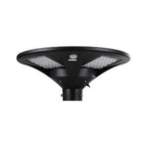 GloboStar® PARK 90501 Αυτόνομο Αδιάβροχο IP67 Ηλιακό Φωτοβολταϊκό Φωτιστικό Στύλου / Κολώνας Πλατείας LED 25W με Ανιχνευτή Κίνησης, Αισθητήρα Νυχτός και Ασύρματο Χειριστήριο Θερμό Λευκό 2700K Φ50 x Υ20cm