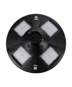 GloboStar® PARK 90501 Αυτόνομο Αδιάβροχο IP67 Ηλιακό Φωτοβολταϊκό Φωτιστικό Στύλου / Κολώνας Πλατείας LED 25W με Ανιχνευτή Κίνησης, Αισθητήρα Νυχτός και Ασύρματο Χειριστήριο Θερμό Λευκό 2700K Φ50 x Υ20cm