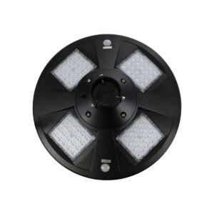 GloboStar® PARK 90501 Αυτόνομο Αδιάβροχο IP67 Ηλιακό Φωτοβολταϊκό Φωτιστικό Στύλου / Κολώνας Πλατείας LED 25W με Ανιχνευτή Κίνησης, Αισθητήρα Νυχτός και Ασύρματο Χειριστήριο Θερμό Λευκό 2700K Φ50 x Υ20cm