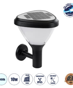 GloboStar® NATURE 90526 Αυτόνομο Ηλιακό Φωτιστικό Κήπου – Απλίκα Αρχιτεκτονικού Φωτισμού Εξωτερικού Χώρου LED 10W 330lm 120° με Ενσωματωμένο Φωτοβολταϊκό Panel 6V 2W & Επαναφορτιζόμενη Μπαταρία Li-ion 3.2V 1800mAh με Αισθητήρα Ημέρας-Νύχτας – Αδιάβροχο IP65 – Σώμα Αλουμινίου & ABS – Μ26 x Π29 x Υ36cm – Ψυχρό Λευκό 6000K – Μαύρο – 2 Χρόνια Εγγύηση