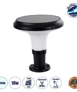 GloboStar® WHISPER 90535 Αυτόνομο Ηλιακό Φωτιστικό Κήπου – Κολωνάκι Αρχιτεκτονικού Φωτισμού Εξωτερικού Χώρου LED 10W 330lm 120° με Ενσωματωμένο Φωτοβολταϊκό Panel 6V 2W & Επαναφορτιζόμενη Μπαταρία Li-ion 3.2V 1800mAh με Αισθητήρα Ημέρας-Νύχτας – Αδιάβροχο IP65 – Σώμα Αλουμινίου & ABS – Φ25 x Υ28cm – Ψυχρό Λευκό 6000K – Μαύρο – 2 Χρόνια Εγγύηση