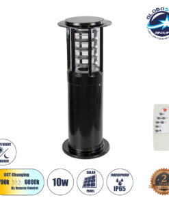 GloboStar® LUSCIOUS 90536 Αυτόνομο Ηλιακό Φωτιστικό Κήπου – Κολωνάκι Αρχιτεκτονικού Φωτισμού Εξωτερικού Χώρου LED 10W 330lm 120° με Ενσωματωμένο Φωτοβολταϊκό Panel 6V 2W & Επαναφορτιζόμενη Μπαταρία Li-ion 3.2V 1800mAh με Αισθητήρα Ημέρας-Νύχτας – Αδιάβροχο IP65 – Σώμα Αλουμινίου & ABS – Φ22 x Υ58cm – Εναλλαγή Φωτισμού μέσω Τηλεχειριστηρίου All In One Ψυχρό 6000K+Φυσικό 4500K+Θερμό 2700K Dimmable – Μαύρο – 2 Χρόνια Εγγύηση