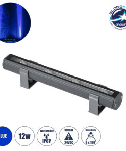 GloboStar® WINDOW-BARI 90539 Αρχιτεκτονικό Φωτιστικό Ανάδειξης Παραθύρων Window Light LED 12W 960lm 8×180° DC 24V Αδιάβροχο IP67 L30 x W4 x H3.5cm Μπλε – Γκρι Ανθρακί – 3 Years Warranty
