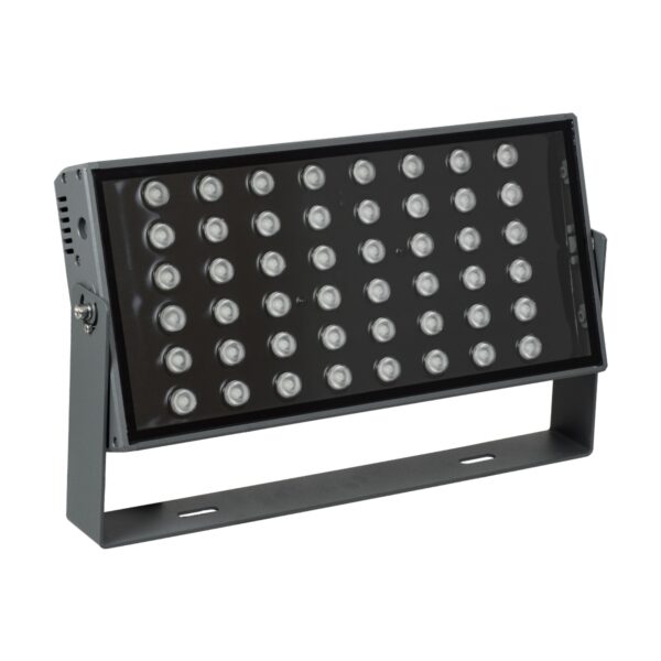 GloboStar® FLOOD-ZANA 90559 Προβολέας Wall Washer για Φωτισμό Κτιρίων LED 100W 8500lm 30° DC 24V Αδιάβροχο IP65 Μ45.5 x Π28 x Υ10cm RGBW DMX512 – Γκρι Ανθρακί – 3 Years Warranty