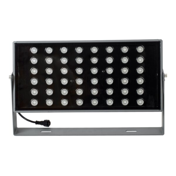 GloboStar® FLOOD-ZANA 90559 Προβολέας Wall Washer για Φωτισμό Κτιρίων LED 100W 8500lm 30° DC 24V Αδιάβροχο IP65 Μ45.5 x Π28 x Υ10cm RGBW DMX512 – Γκρι Ανθρακί – 3 Years Warranty