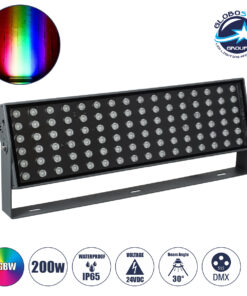 GloboStar® FLOOD-ZANA 90561 Προβολέας Wall Washer για Φωτισμό Κτιρίων LED 200W 17000lm 30° DC 24V Αδιάβροχο IP65 Μ70 x Π29 x Υ10cm RGBW DMX512 – Γκρι Ανθρακί – 3 Years Warranty