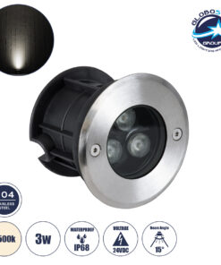 GloboStar® UNDERWATER-JULIA 90563 Υποβρύχιο Χωνευτό Φωτιστικό Σποτ Ειδικό για Σιντριβάνια LED 3W 285lm 15° DC 24V Αδιάβροχο IP68 Φ10 x Υ7.5cm Φυσικό Λευκό 4500K – Ανοξείδωτο Ατσάλι – 3 Years Warranty