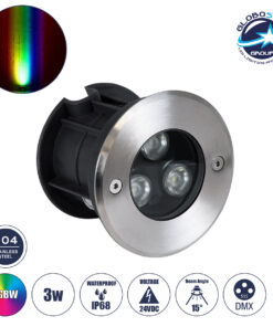 GloboStar® UNDERWATER-JULIA 90564 Υποβρύχιο Χωνευτό Φωτιστικό Σποτ Ειδικό για Σιντριβάνια LED 3W 255lm 15° DC 24V Αδιάβροχο IP68 Φ10 x Υ7.5cm RGBW DMX512 – Ανοξείδωτο Ατσάλι – 3 Years Warranty