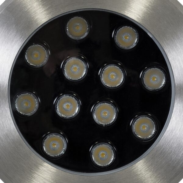 GloboStar® UNDERWATER-JULIA 90568 Υποβρύχιο Χωνευτό Φωτιστικό Σποτ Ειδικό για Σιντριβάνια LED 12W 1080lm 15° DC 24V Αδιάβροχο IP68 Φ18 x Υ11.2cm Θερμό Λευκό 2700K – Ανοξείδωτο Ατσάλι – 3 Years Warranty