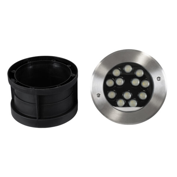 GloboStar® UNDERWATER-JULIA 90570 Υποβρύχιο Χωνευτό Φωτιστικό Σποτ Ειδικό για Σιντριβάνια LED 12W 1020lm 15° DC 24V Αδιάβροχο IP68 Φ18 x Υ11.2cm RGBW DMX512 – Ανοξείδωτο Ατσάλι – 3 Years Warranty