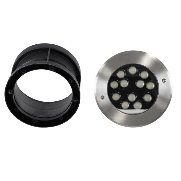 GloboStar® UNDERWATER-JULIA 90570 Υποβρύχιο Χωνευτό Φωτιστικό Σποτ Ειδικό για Σιντριβάνια LED 12W 1020lm 15° DC 24V Αδιάβροχο IP68 Φ18 x Υ11.2cm RGBW DMX512 – Ανοξείδωτο Ατσάλι – 3 Years Warranty