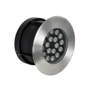 GloboStar® UNDERGROUND-SINA 90571 Χωνευτό Φωτιστικό Σποτ Δαπέδου LED 18W 1620lm 15° DC 24V Αδιάβροχο IP68 Φ20 x Υ11cm Θερμό Λευκό 2700K – Ανοξείδωτο Ατσάλι – 3 Χρόνια Εγγύηση