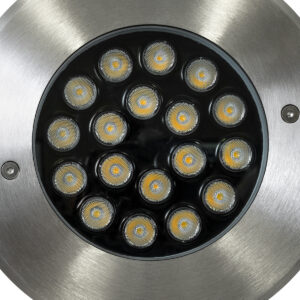 GloboStar® UNDERGROUND-SINA 90572 Χωνευτό Φωτιστικό Σποτ Δαπέδου LED 18W 1710lm 15° DC 24V Αδιάβροχο IP68 Φ20 x Υ11cm Φυσικό Λευκό 4500K – Ανοξείδωτο Ατσάλι – 3 Χρόνια Εγγύηση