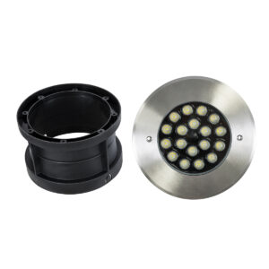 GloboStar® UNDERGROUND-SINA 90572 Χωνευτό Φωτιστικό Σποτ Δαπέδου LED 18W 1710lm 15° DC 24V Αδιάβροχο IP68 Φ20 x Υ11cm Φυσικό Λευκό 4500K – Ανοξείδωτο Ατσάλι – 3 Χρόνια Εγγύηση