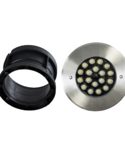 GloboStar® UNDERGROUND-SINA 90572 Χωνευτό Φωτιστικό Σποτ Δαπέδου LED 18W 1710lm 15° DC 24V Αδιάβροχο IP68 Φ20 x Υ11cm Φυσικό Λευκό 4500K – Ανοξείδωτο Ατσάλι – 3 Χρόνια Εγγύηση