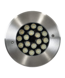 GloboStar® UNDERGROUND-SINA 90573 Χωνευτό Φωτιστικό Σποτ Δαπέδου LED 18W 1530lm 15° DC 24V Αδιάβροχο IP68 Φ20 x Υ11cm RGBW DMX512 – Ανοξείδωτο Ατσάλι – 3 Χρόνια Εγγύηση