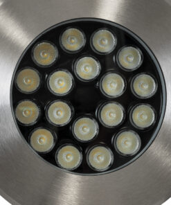 GloboStar® UNDERGROUND-SINA 90573 Χωνευτό Φωτιστικό Σποτ Δαπέδου LED 18W 1530lm 15° DC 24V Αδιάβροχο IP68 Φ20 x Υ11cm RGBW DMX512 – Ανοξείδωτο Ατσάλι – 3 Χρόνια Εγγύηση