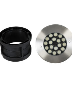 GloboStar® UNDERGROUND-SINA 90573 Χωνευτό Φωτιστικό Σποτ Δαπέδου LED 18W 1530lm 15° DC 24V Αδιάβροχο IP68 Φ20 x Υ11cm RGBW DMX512 – Ανοξείδωτο Ατσάλι – 3 Χρόνια Εγγύηση